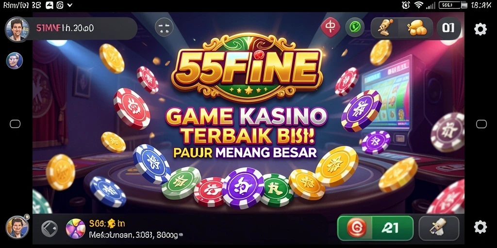 Screenshot utama 55FIVE menampilkan suasana permainan Kasino yang menegangkan.