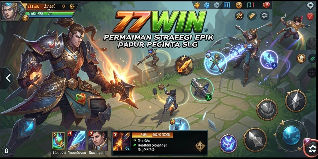 Tangkapan layar gameplay dalam 77WIN menampilkan strategi dan pertempuran intens.