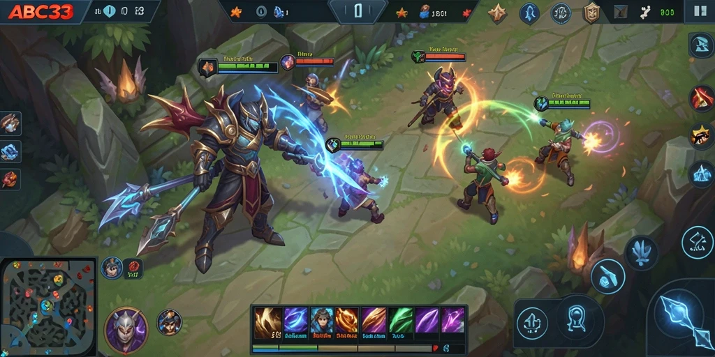 Tampilan menarik dari gameplay seru ABC33 di arena pertempuran.
