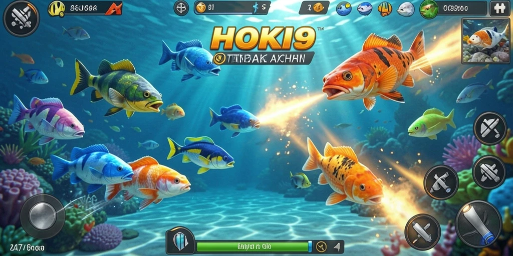Tampilan menarik saat gameplay HOKI9, menangkap berbagai ikan.