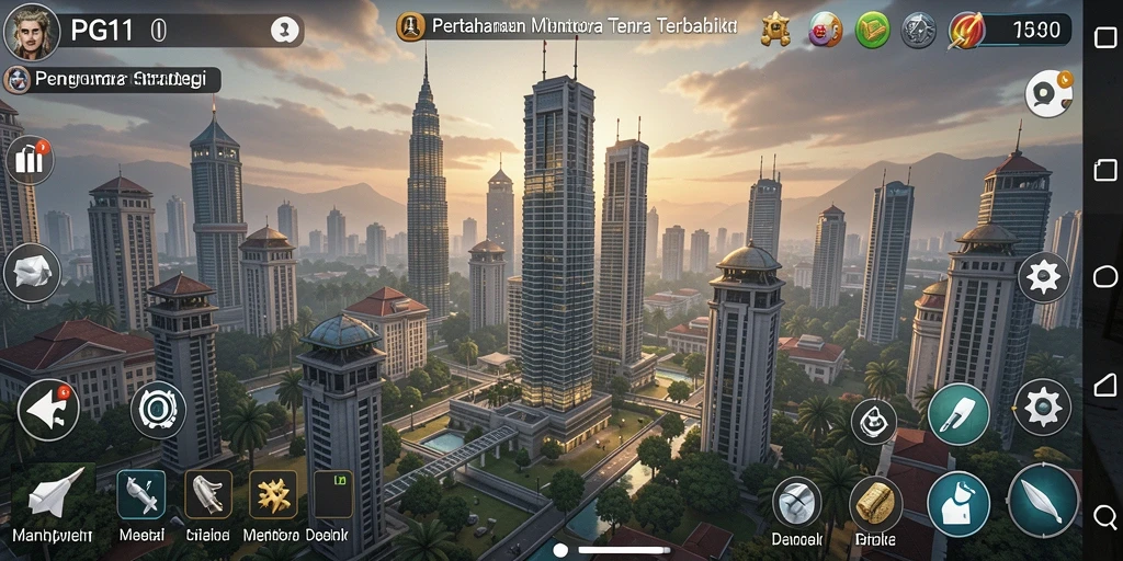 Tangkapan layar gameplay PG11 menampilkan pertarungan menara yang seru dan dinamis.