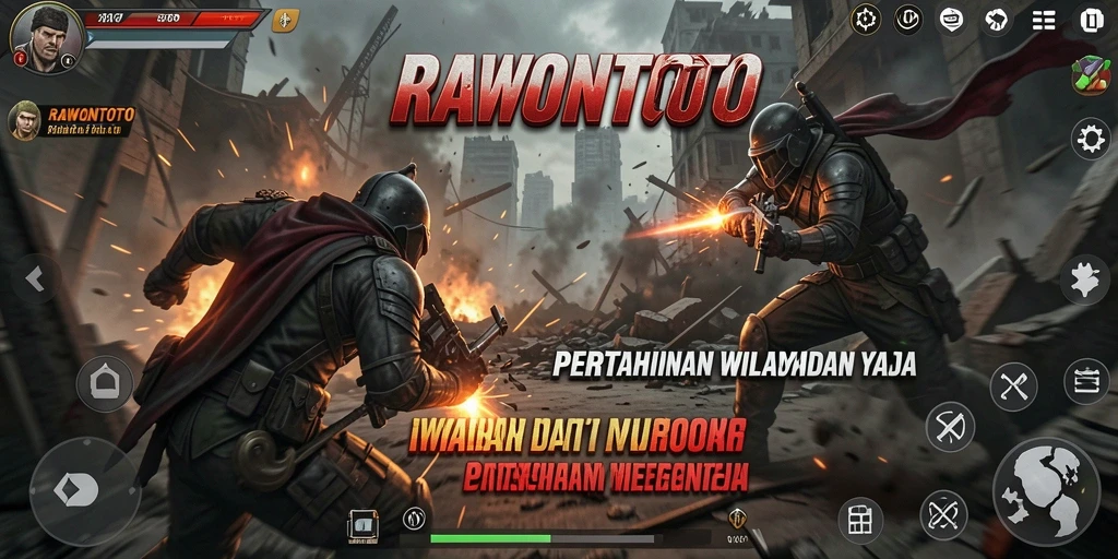 Screenshot gameplay RAWONTOTO menunjukkan pertahanan yang strategis dan seru.