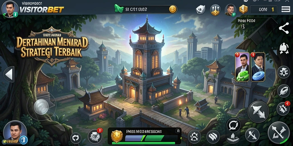 Screenshot gameplay VISITORBET menampilkan menara yang siap bertahan.